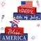 4 Pcs Memorial Day Decorations Patriotic Tiered Tray Tabletop Decor Happy 4th of July and God Bless America Signs Red White Blue Decorations 3 Layered Double Side Wood Blocks for Home Table Shelf